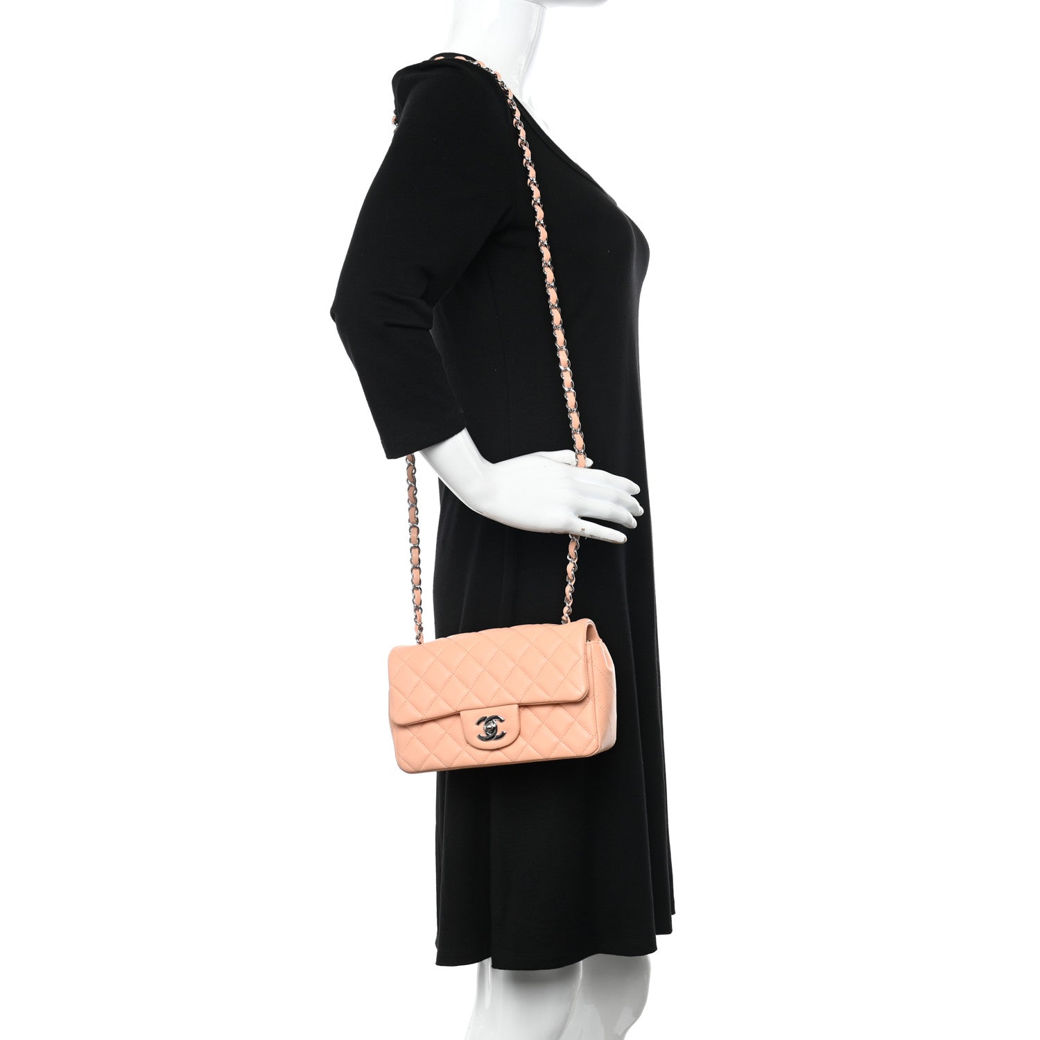 Chanel Lambskin Quilted Mini Rectangular Flap Light Pink 2 of 10