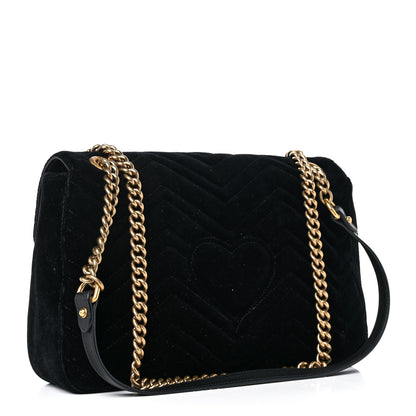 Gucci Velvet Matelasse Medium GG Marmont Shoulder Bag Black 4 of 23