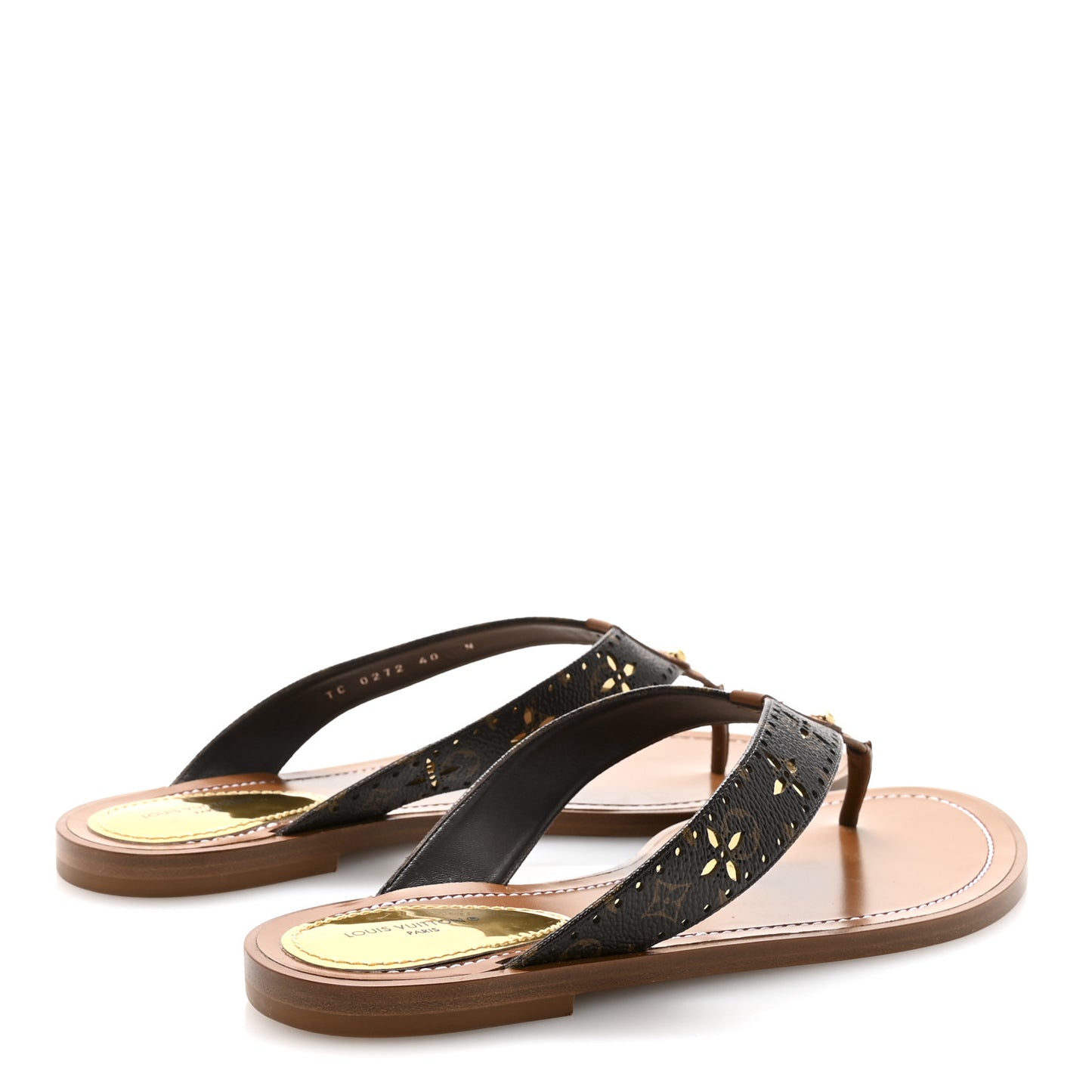 Monogram Sunny Flat Thong Sandals 40 Brown