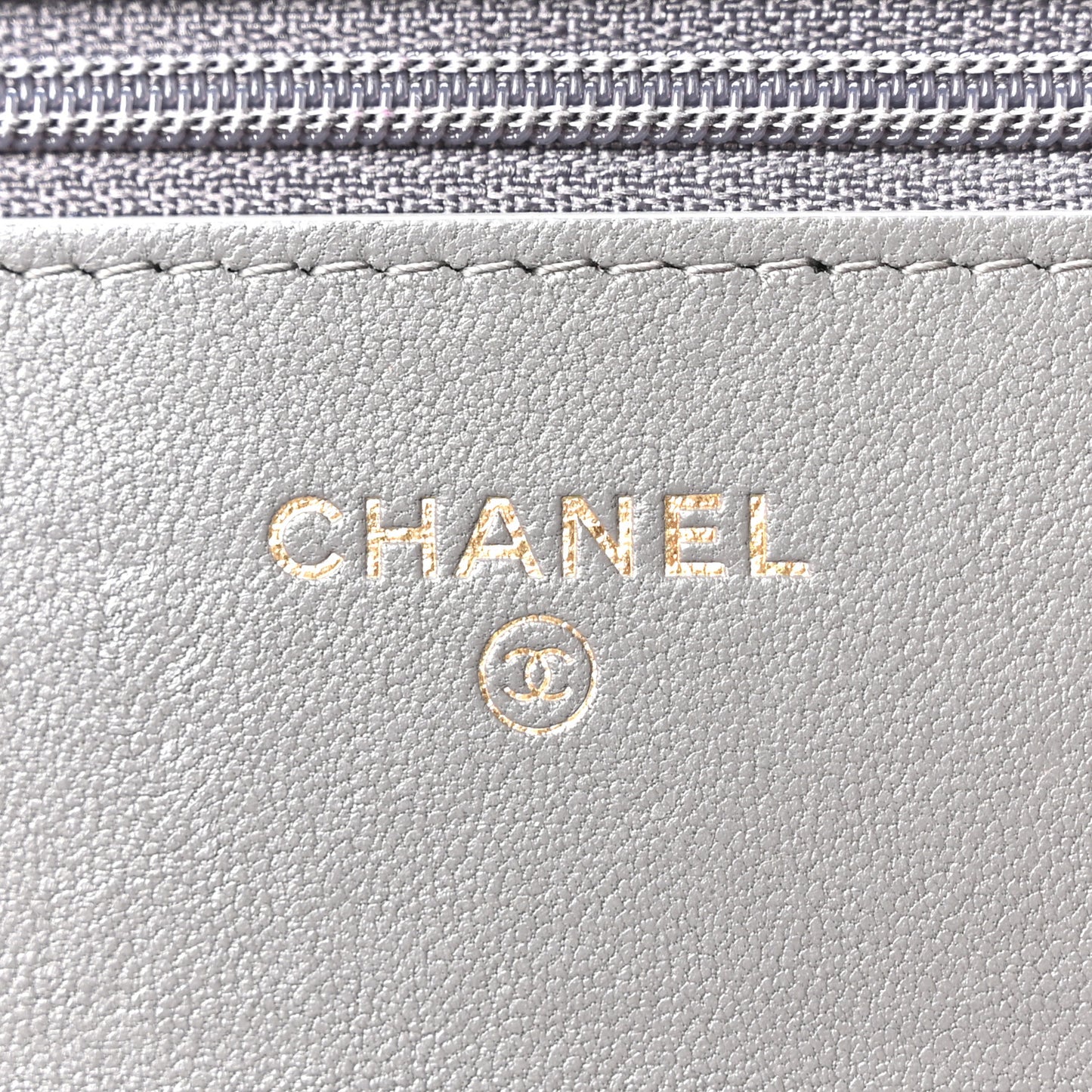 Lambskin Quilted Chanel 19 Wallet On Chain WOC Grey