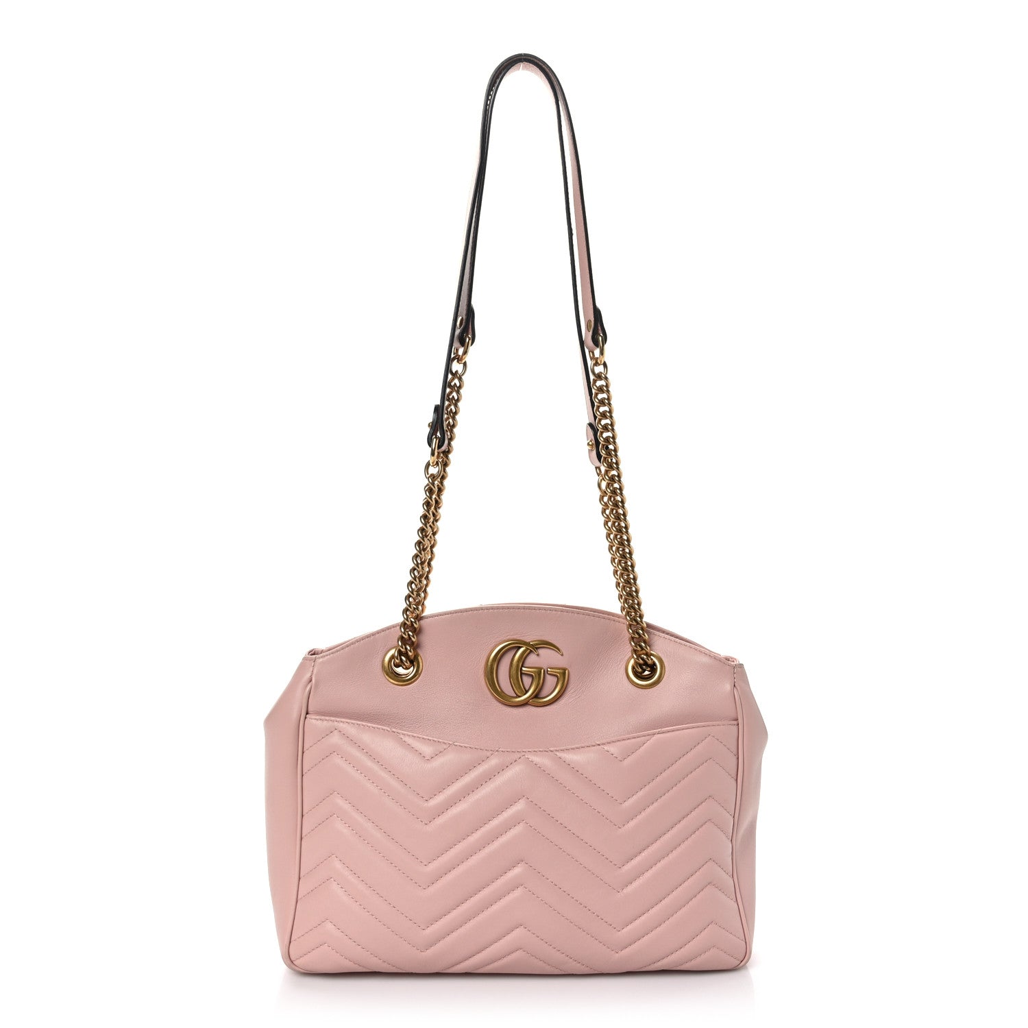 Gucci Calfskin Matelasse Medium GG Marmont Open Top Shoulder Bag Perfect Pink 1 of 9