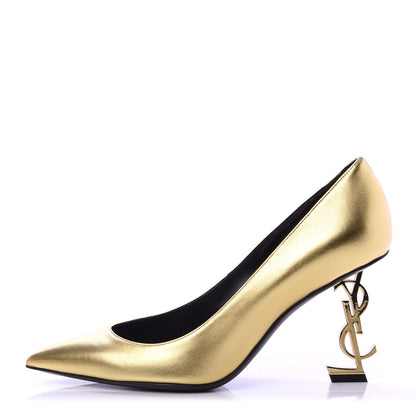 Saint Laurent Metallic Calfskin Opyum 85 Pumps 38 Oro 1 of 10