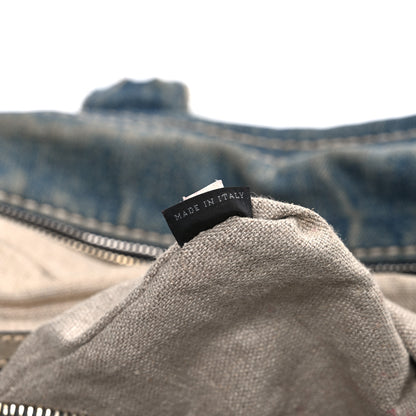 Prada Denim Canapa Logo Shoulder Bag 7 of 12