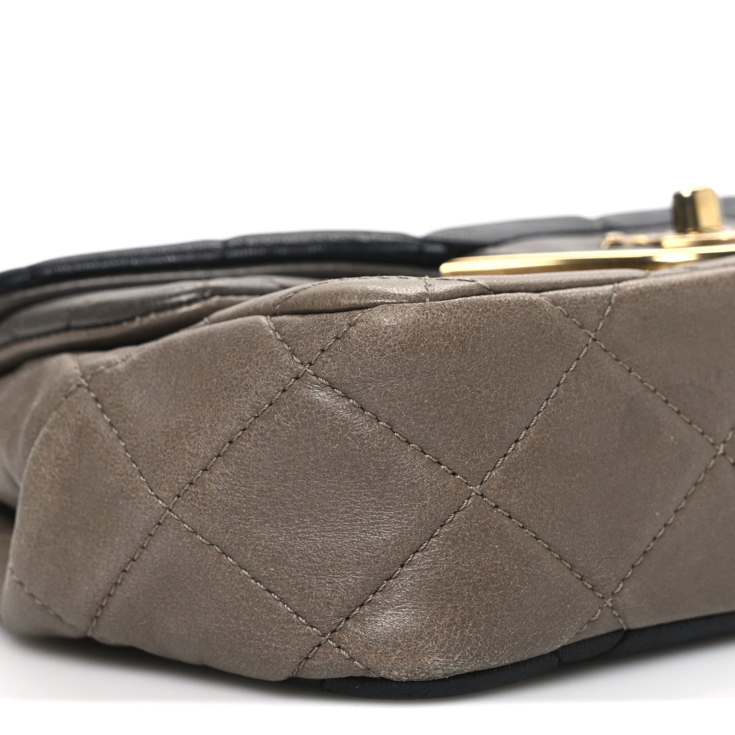 Lambskin Quilted Tri-Color Small Double Flap Black Taupe Brown