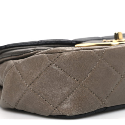 Chanel Lambskin Quilted Tri-Color Small Double Flap Black Taupe Brown 9 of 10