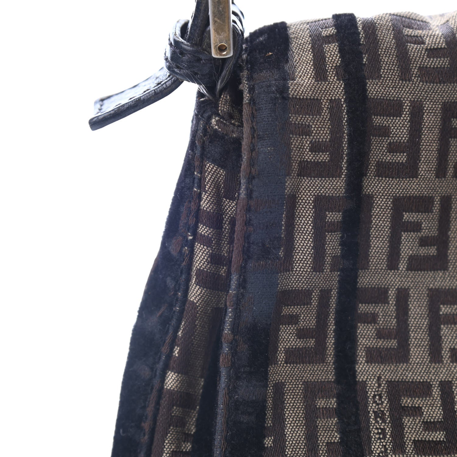 Fendi Zucchino Velvet Vitello Mama Baguette Mogano Panna Black 13 of 14