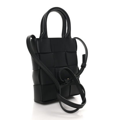 Bottega Veneta Lambskin Maxi Intrecciato Mini North South Cassette Tote Black 3 of 9