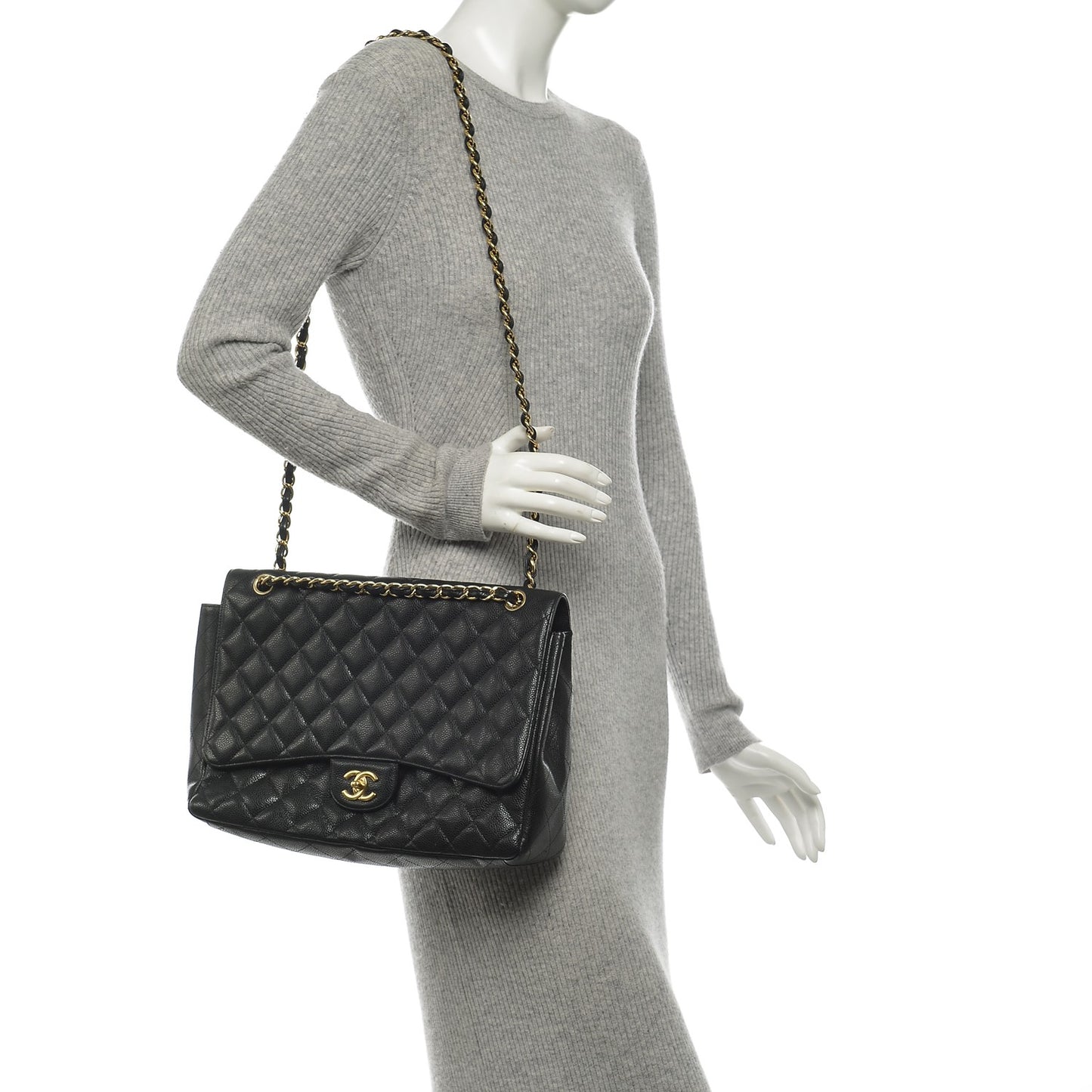 Caviar Quilted Maxi Single Flap Black