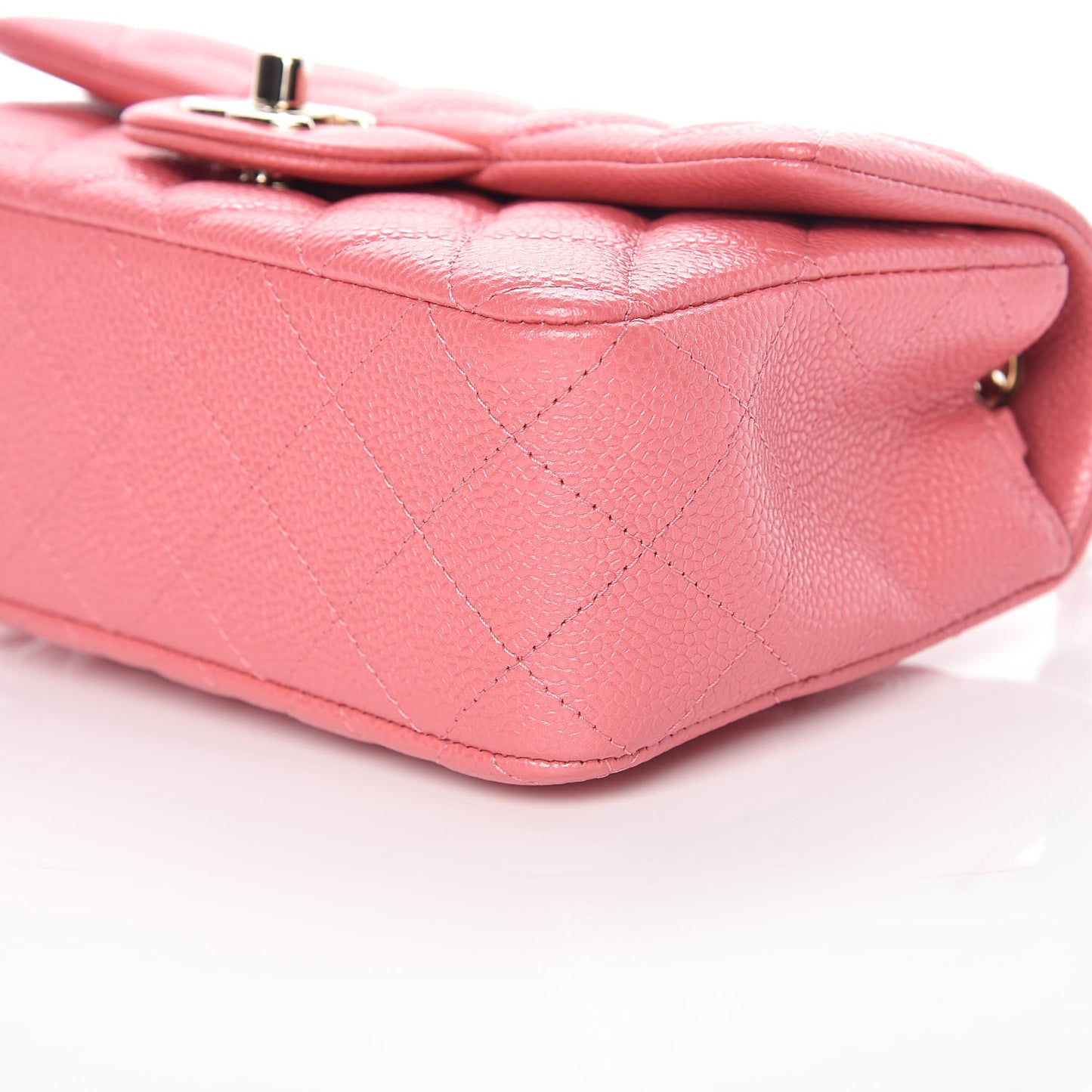 Iridescent Caviar Quilted Mini Rectangular Flap Pink
