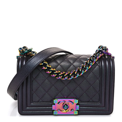 Chanel Iridescent Goatskin Quilted Small Boy Flap Purple 1 of 10