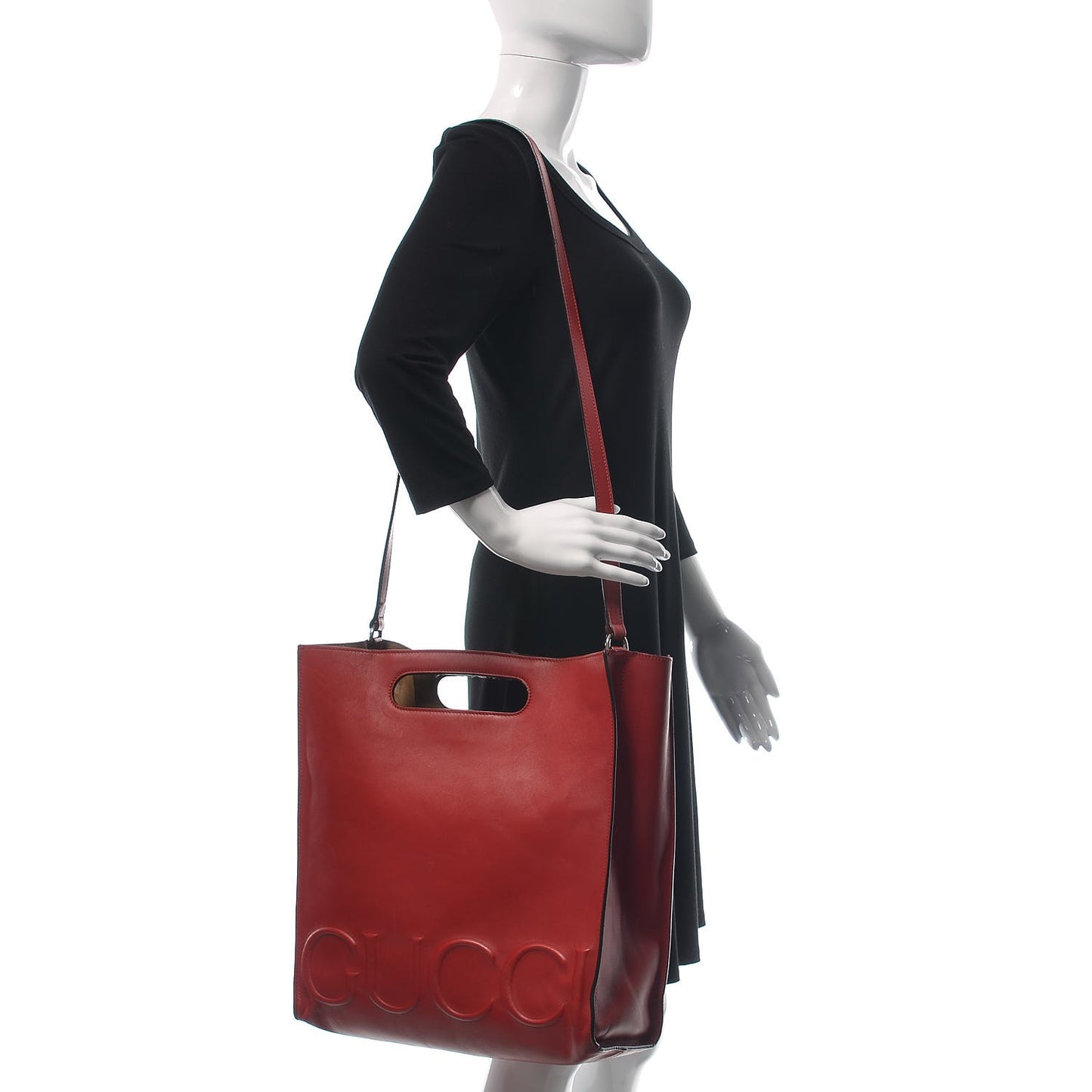 Calfskin Embossed Medium XL Tote Red