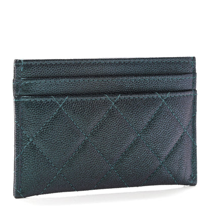 Chanel Iridescent Caviar Quilted Filigree Card Holder Dark Turquoise 2 of 4