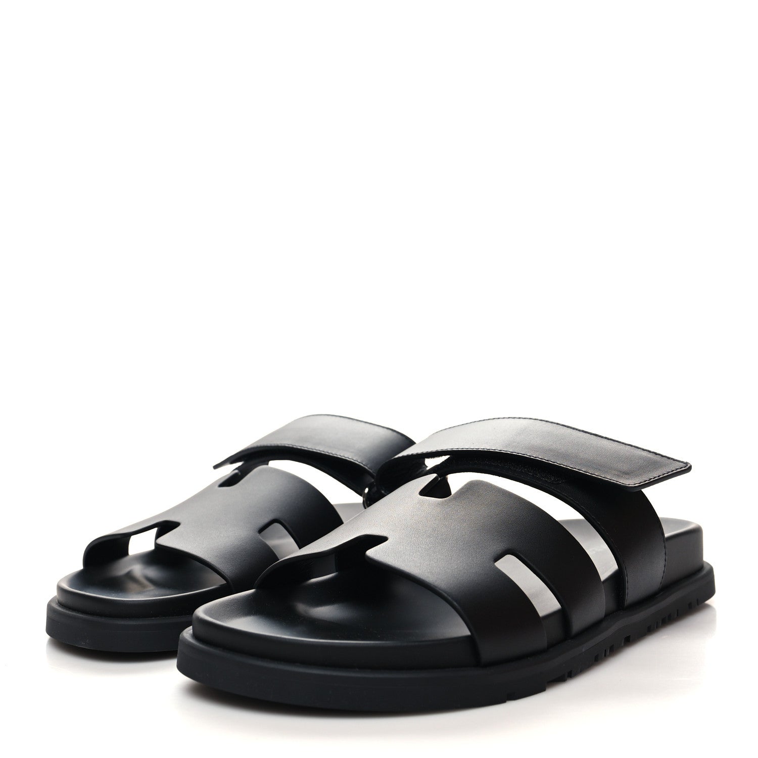 Hermes Calfskin Womens Chypre Sandals 39 Black 3 of 8