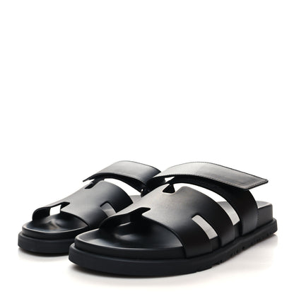 Hermes Calfskin Womens Chypre Sandals 39 Black 3 of 8