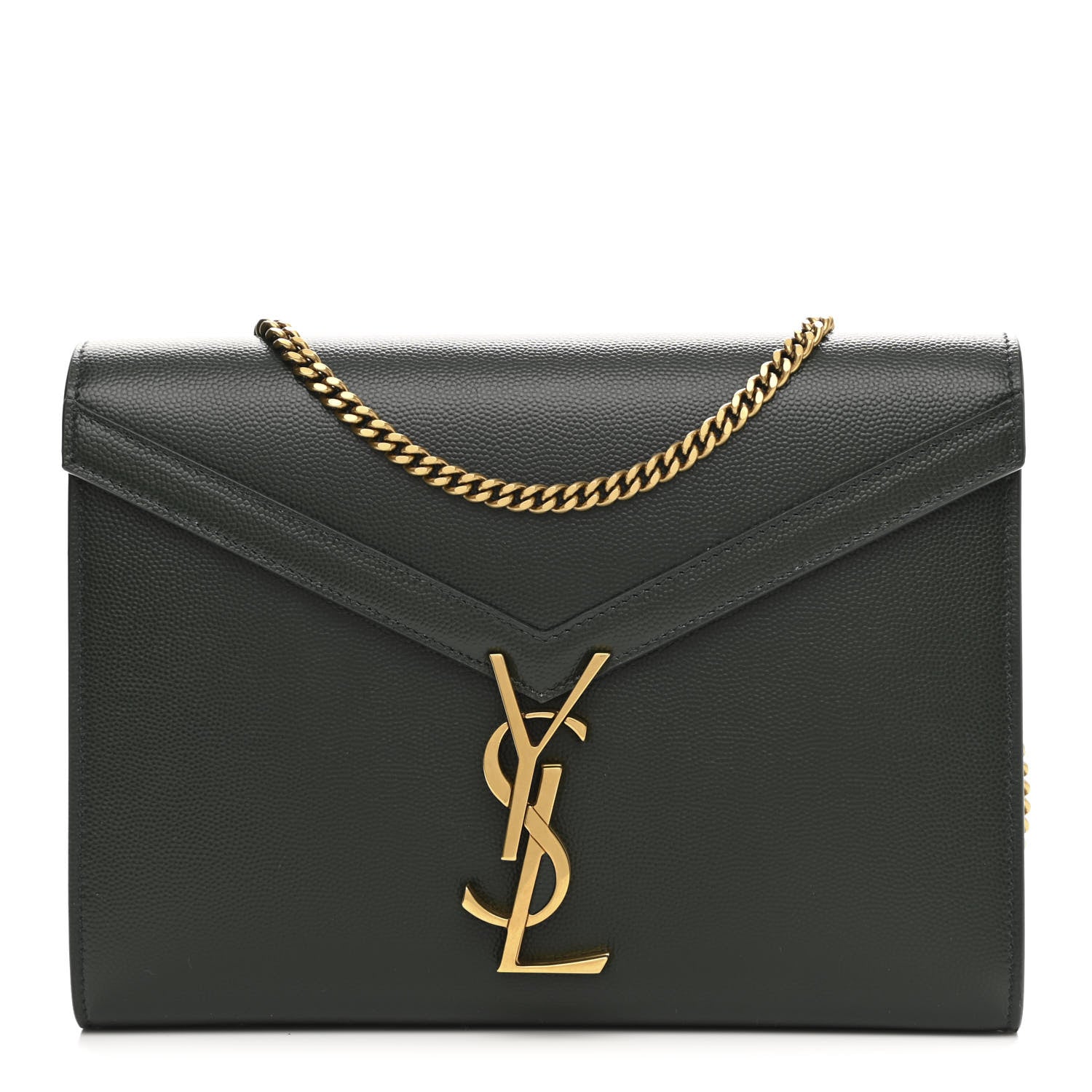 Saint Laurent Smooth Calfskin Monogram Cassandra Clasp Bag Dark Green 1 of 11
