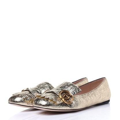 Gucci Galassia GG Marmont Fringe Flats 39 Platino 3 of 10