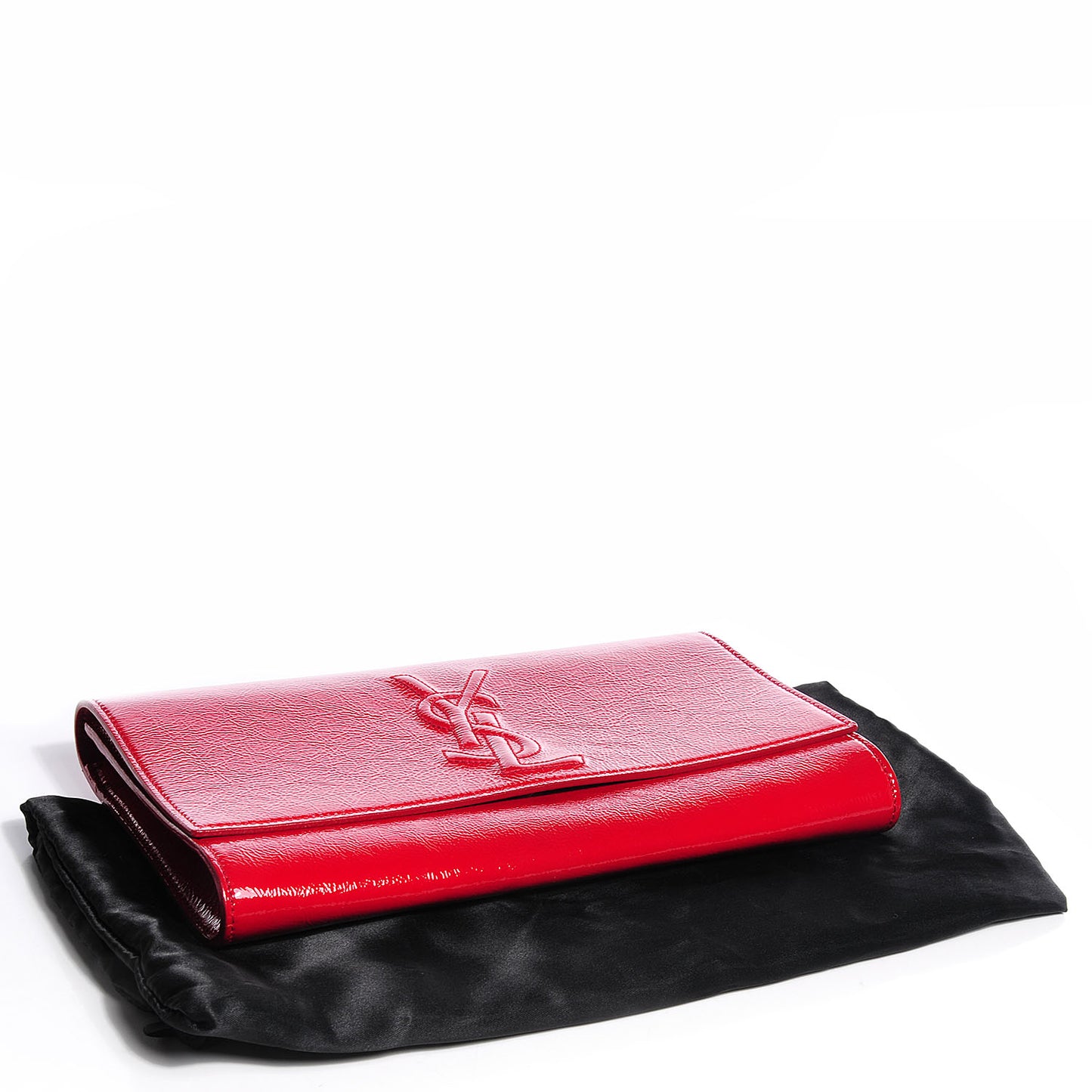 Textured Patent Large Belle De Jour Clutch Rouge