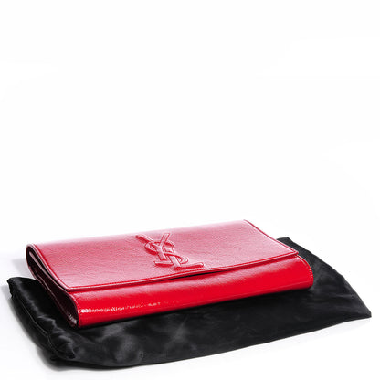 Saint Laurent Textured Patent Large Belle De Jour Clutch Rouge 4 of 7