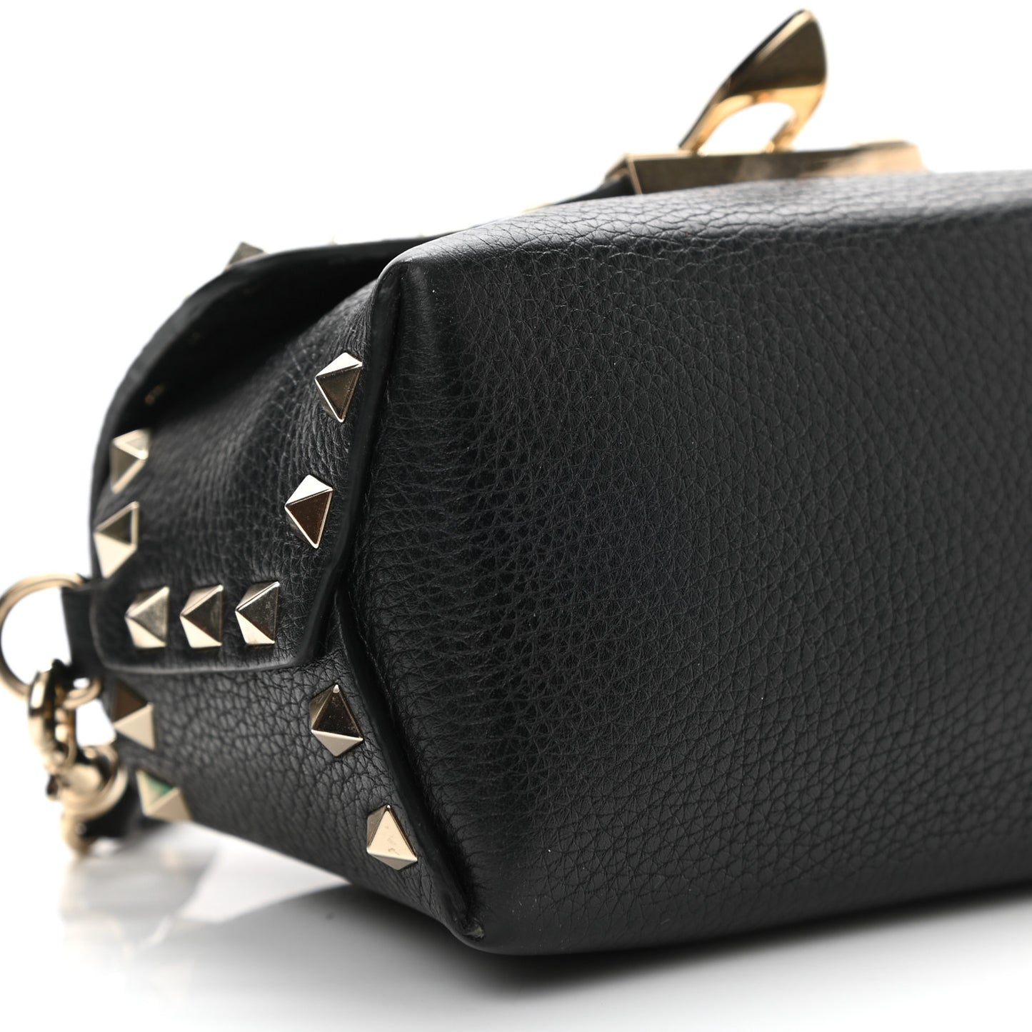 Pebbled Calfskin Mini Rockstud Crossbody Bag Black
