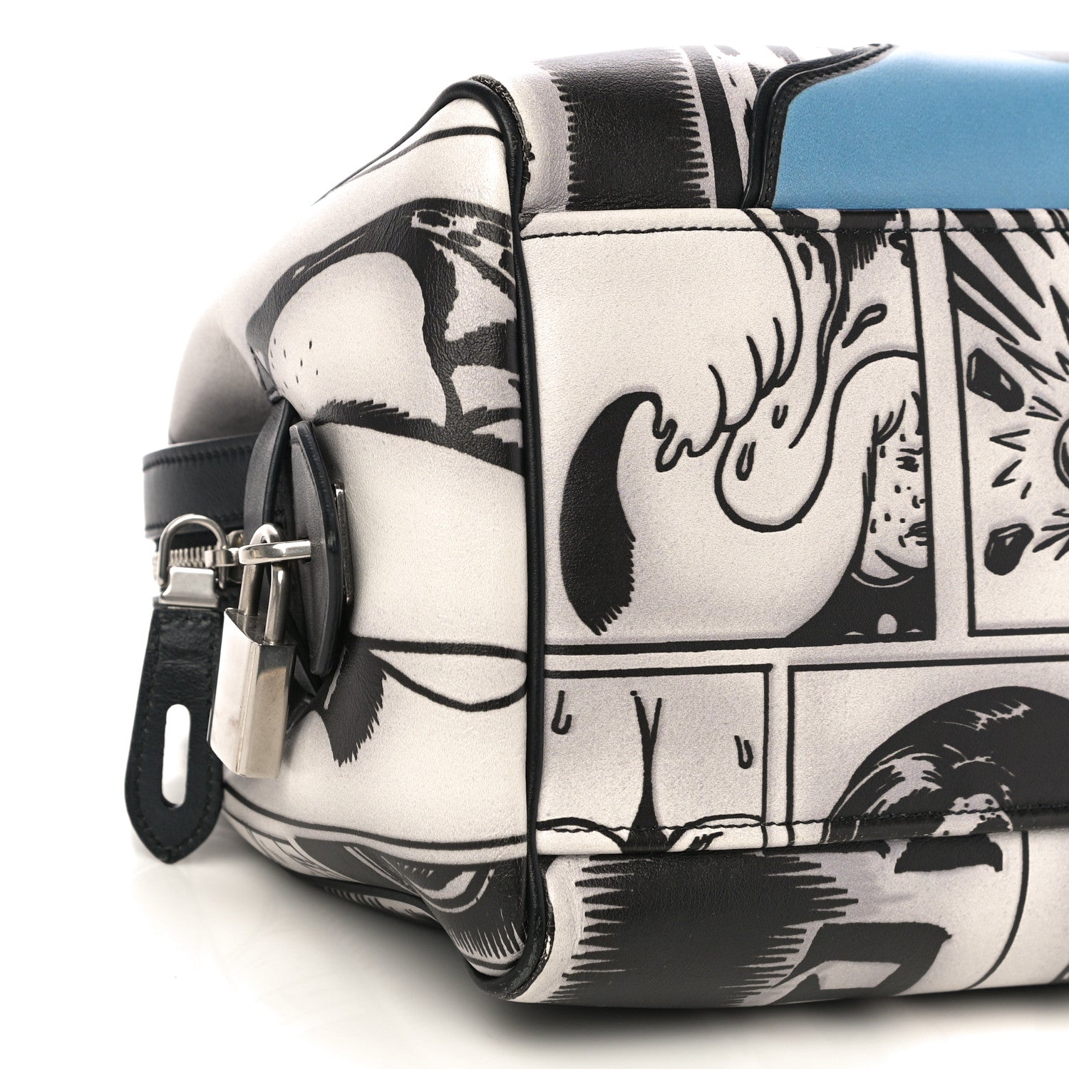Prada Grace Lux Comic Print Bowler Bag Acciaio Mare 10 of 11