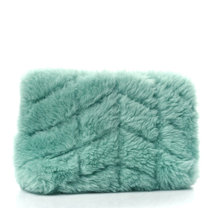 Saint Laurent Shearling Quilted Monogram Loulou Puffer Pouch Clutch Iced Mint 3 of 8