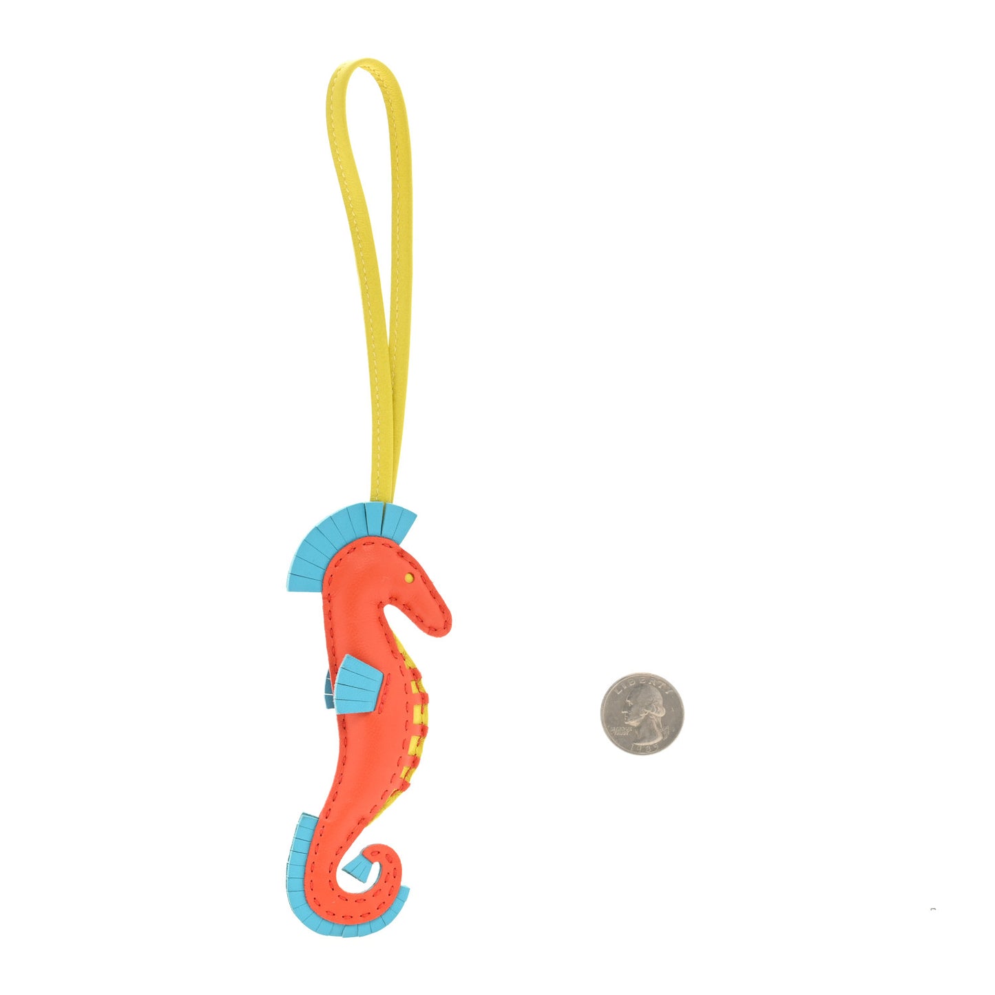 Milo Lambskin Hippo Bag Charm Orange Poppy Lime Bleu Azteque