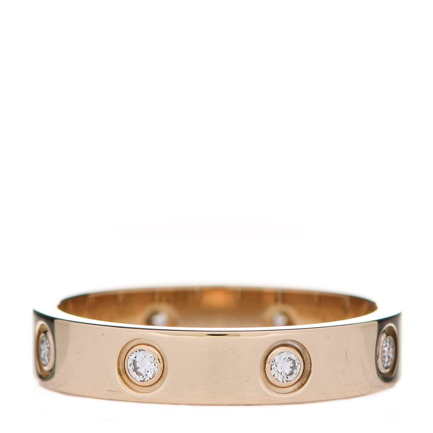 18K Yellow Gold 8 Diamond 4mm LOVE Wedding Band Ring 54 6.75