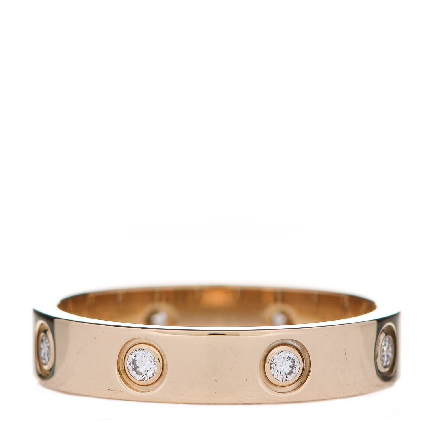 Cartier 18K Yellow Gold 8 Diamond 4mm LOVE Wedding Band Ring 54 6.75 3 of 4