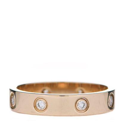 Cartier 18K Yellow Gold 8 Diamond 4mm LOVE Wedding Band Ring 54 6.75 3 of 4