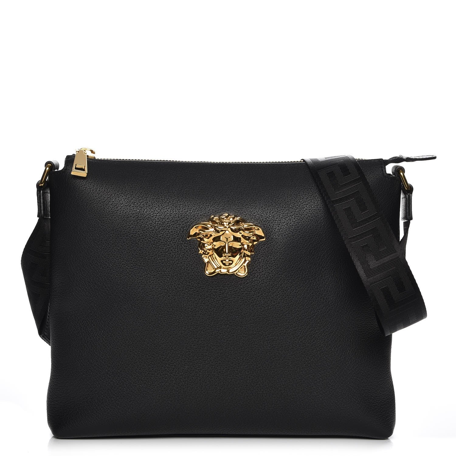 Versace Grained Calfskin Medusa Head Messenger Bag Black 1 of 7