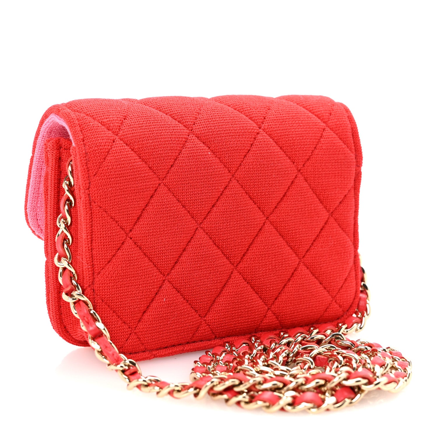 Chanel Jersey Quilted Micro Mini Flap Red 3 of 10