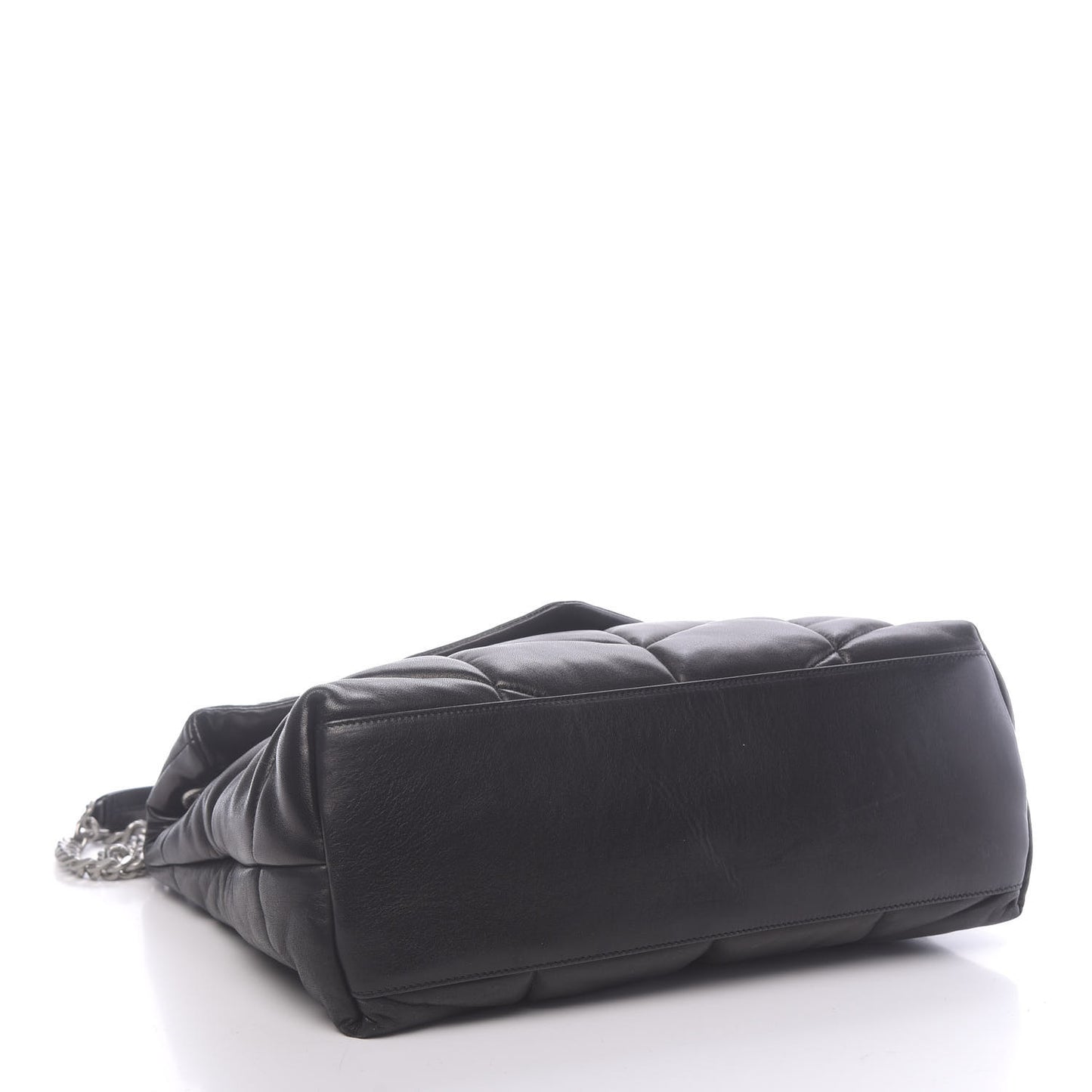 Lambskin Quilted Medium Loulou Puffer Monogram Chain Satchel Black