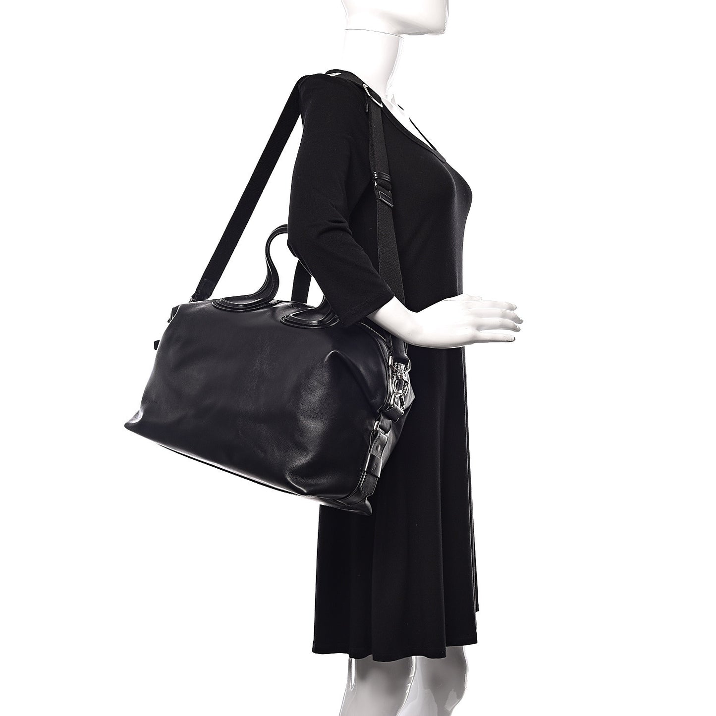 Waxed Calfskin Medium Nightingale Logo Strap Black