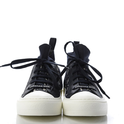 Christian Dior Technical Canvas Mesh Calfskin Womens Oblique Walk'n Dior High Top Sneakers 36.5 Deep Blue 2 of 10