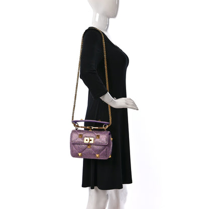 Valentino Garavani Crystal Suede Small Roman Stud Shoulder Bag Light Amethyst Glicine 2 of 9