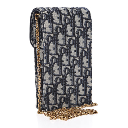 Christian Dior Oblique Saddle Clutch Chain Blue 3 of 10