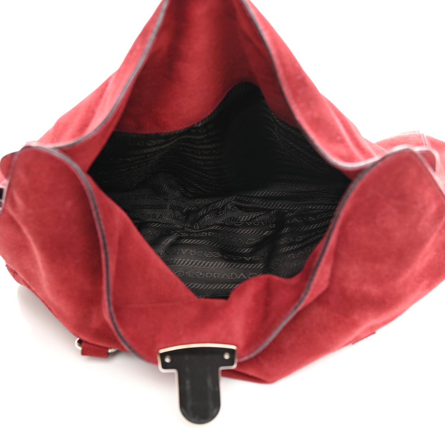 Prada Suede Camoscio Pushlock Easy Satchel Cerise 5 of 11