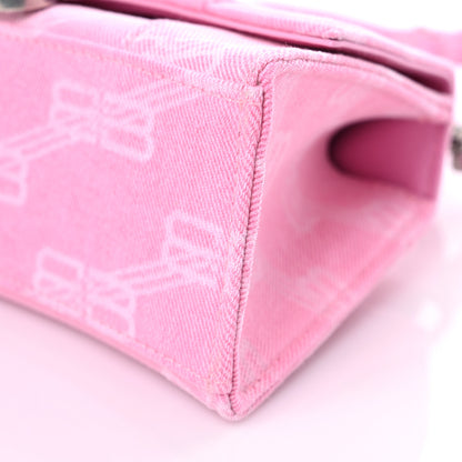 Balenciaga Washed Denim BB Monogram Hourglass Top Handle Bag XS Pink 10 of 10
