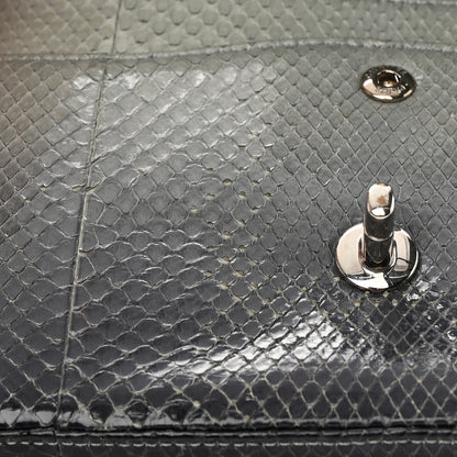 Chanel Metallic Snakeskin Medium Double Flap Light Blue 15 of 18