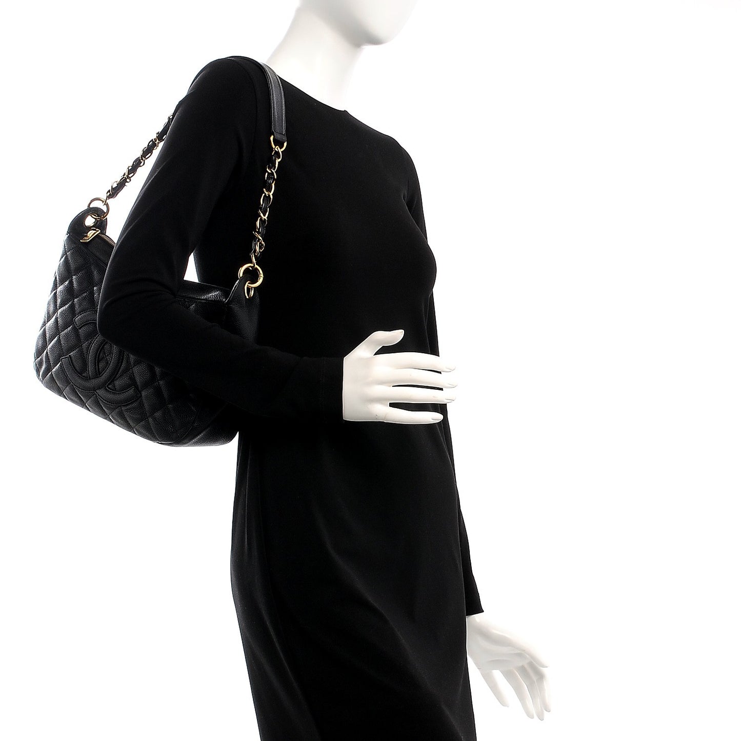 Caviar Quilted Hobo Black
