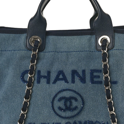 Chanel Canvas Sequin Medium Deauville Tote Navy 8 of 10