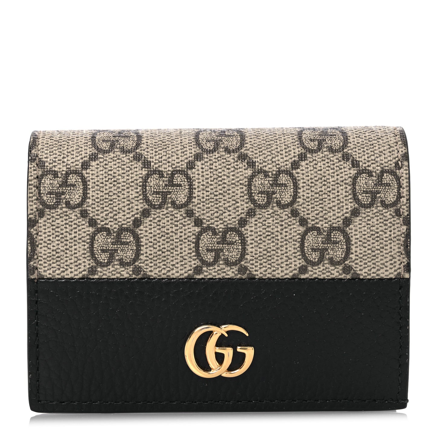 Dollar Calfskin GG Supreme Monogram GG Marmont Card Case Black Beige Ebony