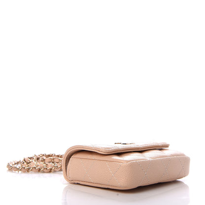 Chanel Iridescent Caviar Quilted Coin Purse With Chain Beige 4 of 9
