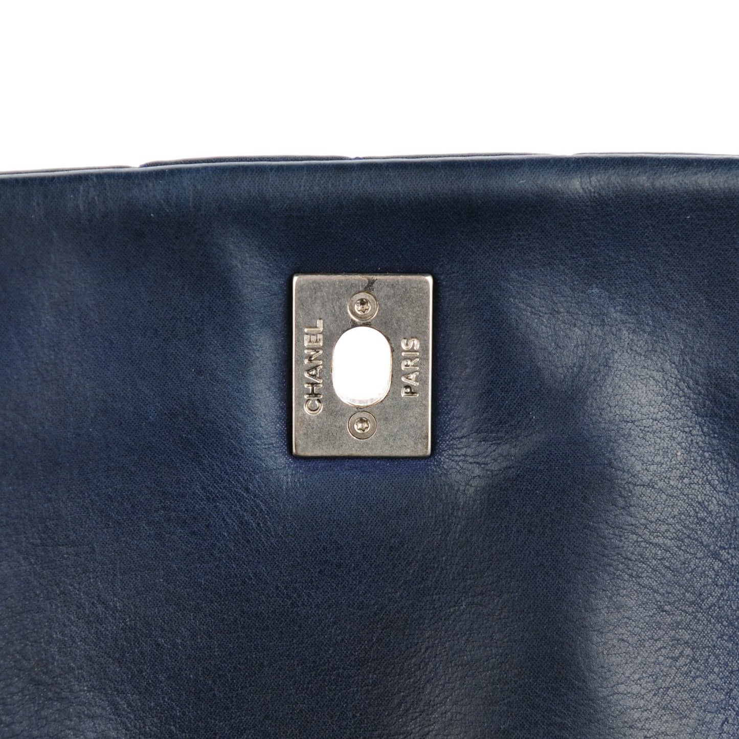 Iridescent Calfskin Quilted Large New Bubble Flap Navy