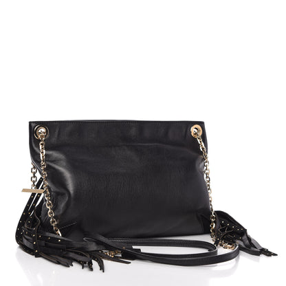 Jimmy Choo Lambskin Suede Studded Fringe Alexia Bag Black 3 of 11