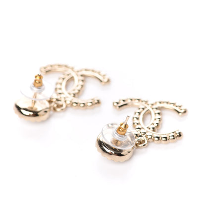 Chanel Crystal Pearl Bow-tiful CC Drop Earrings Gold 3 of 5