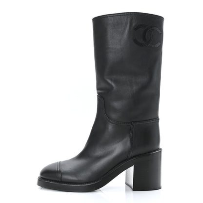 Chanel Calfskin Cap Toe High Boots 40 Black 1 of 9