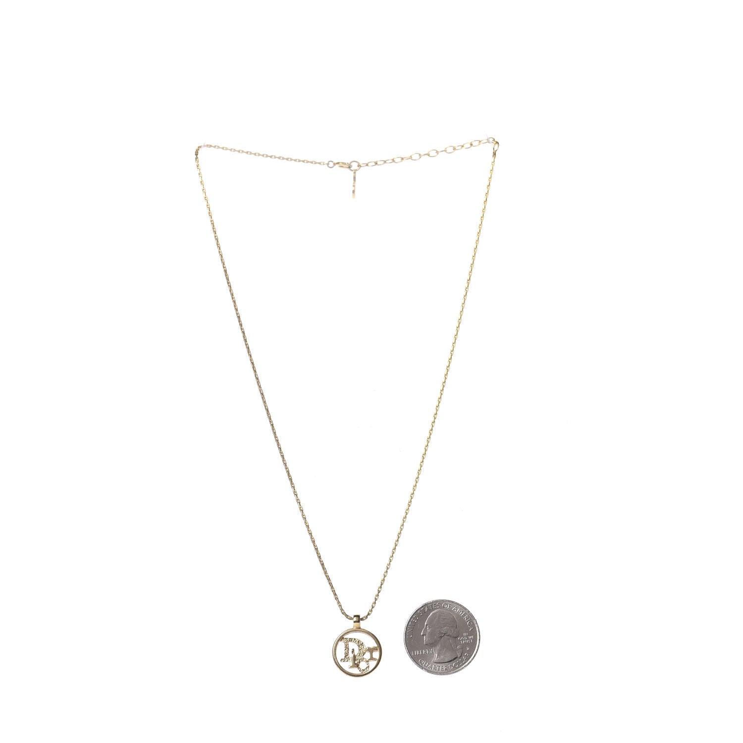 Christian Dior Metal Logo Necklace Gold 3 of 4