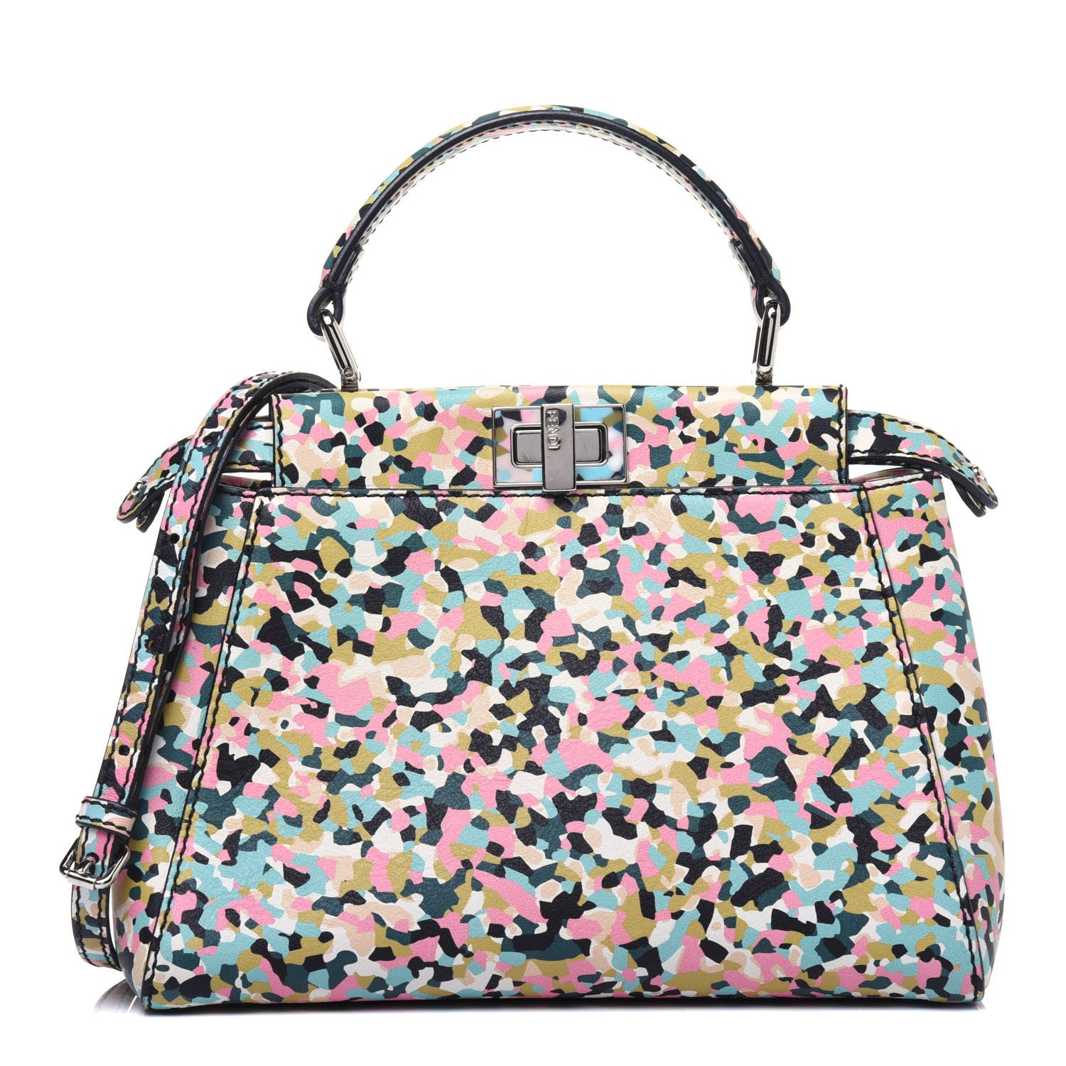 Fendi Vitello Seta Plexiglass Granite Mini Peekaboo Iconic Satchel Multicolor 1 of 15