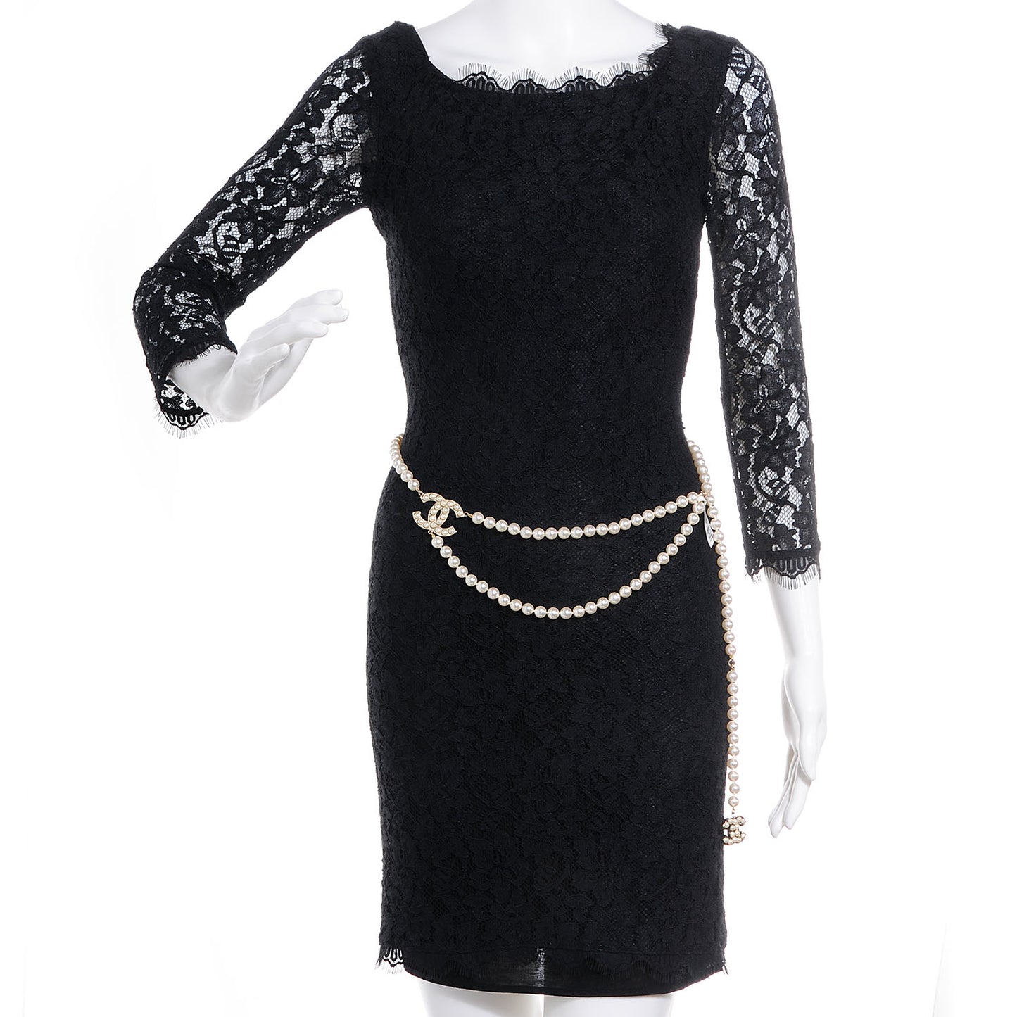 Pearl CC Necklace Belt Light Gold
